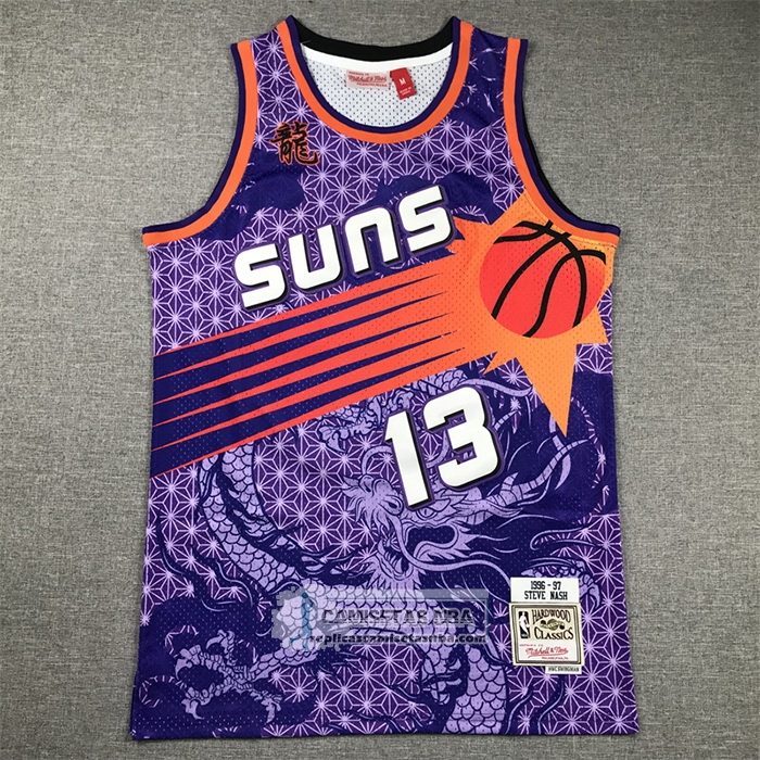 Camiseta Phoenix Suns Steve Nash NO 13 Asian Heritage Throwback 1996-97 Violeta